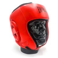 Քիքբոքսի գլխարկ — Everlast կաշի — կարմիր
